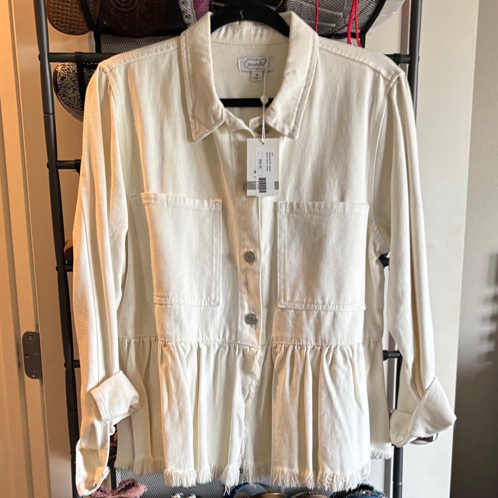 Mudpie Cream Button-Up Jean Jacket